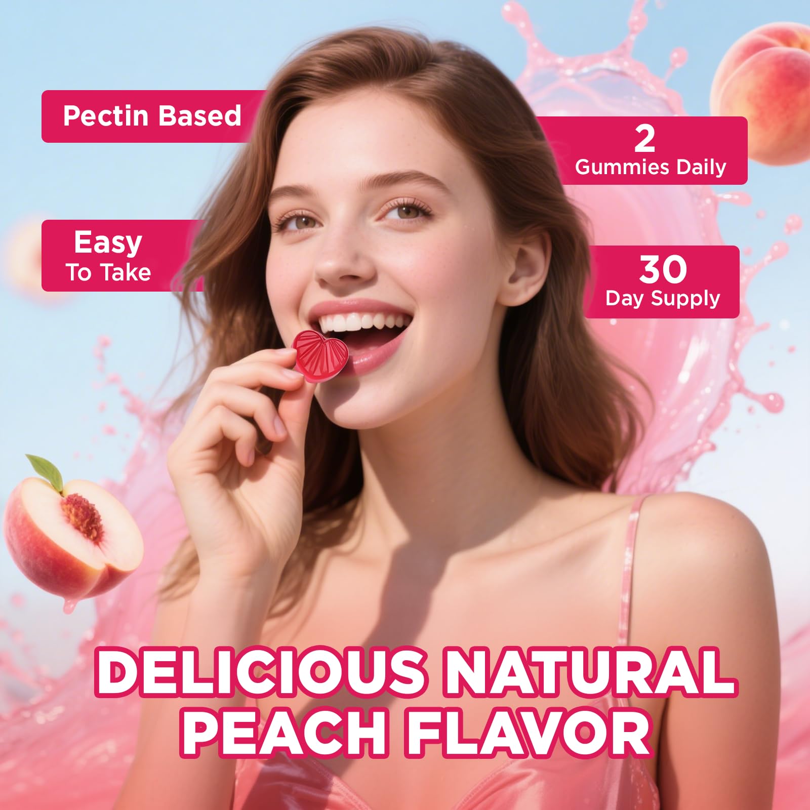 NATISLAND peach-flavored gummies offer a tasty daily wellness routine
