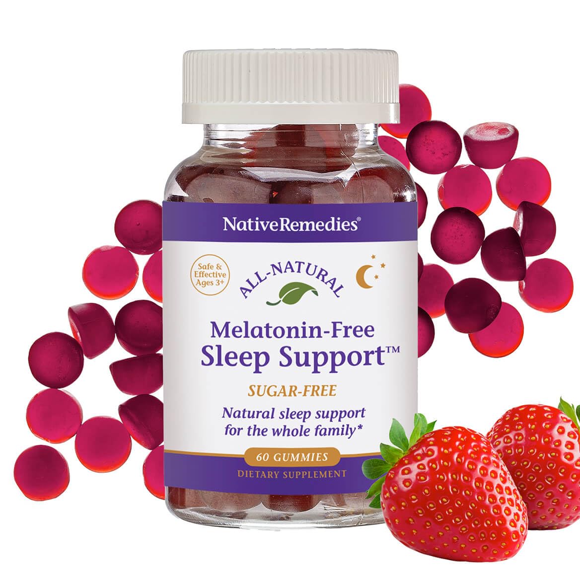 Native Remedies Melatonin-Free Sleep Gummies pack for gentle nightly support.