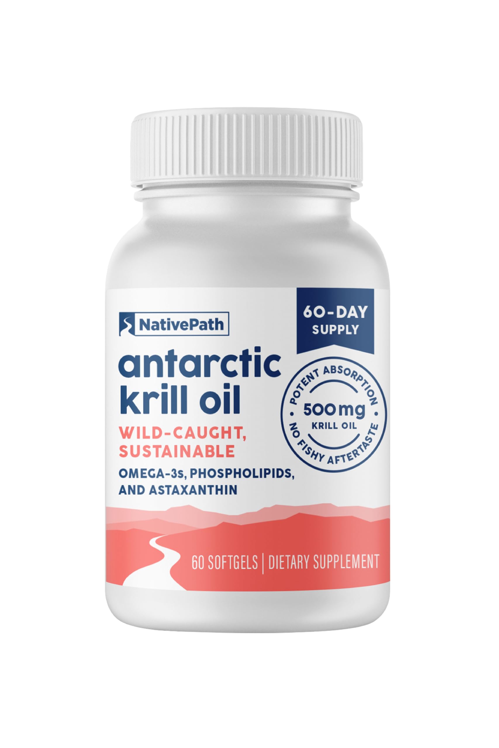 NativePath Antarctic Krill Oil bottle shows a pure wild-caught omega-3 source for daily use.