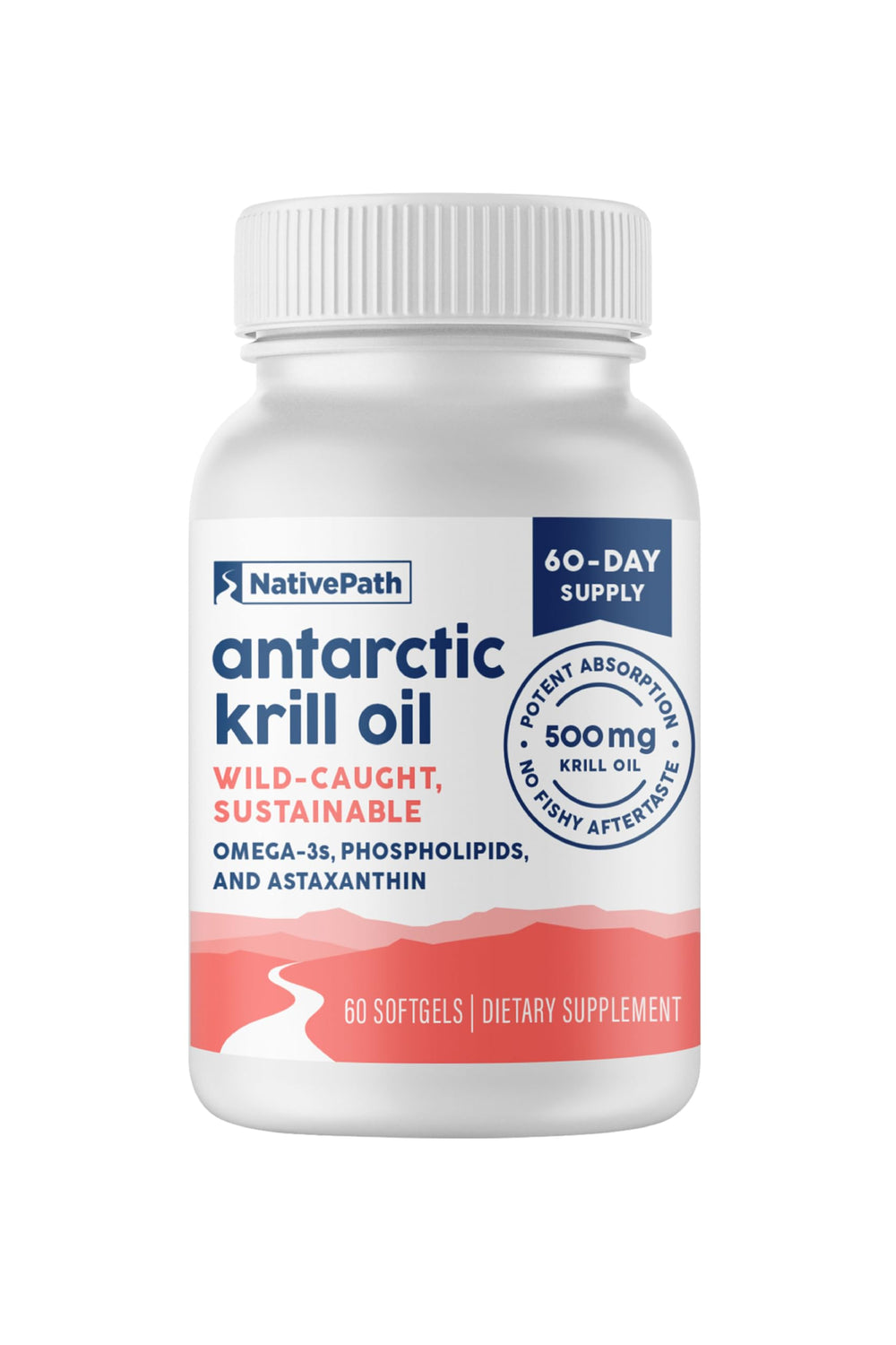 NativePath Antarctic Krill Oil bottle shows a pure wild-caught omega-3 source for daily use.