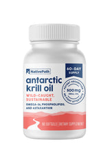 NativePath Antarctic Krill Oil bottle shows a pure wild-caught omega-3 source for daily use.