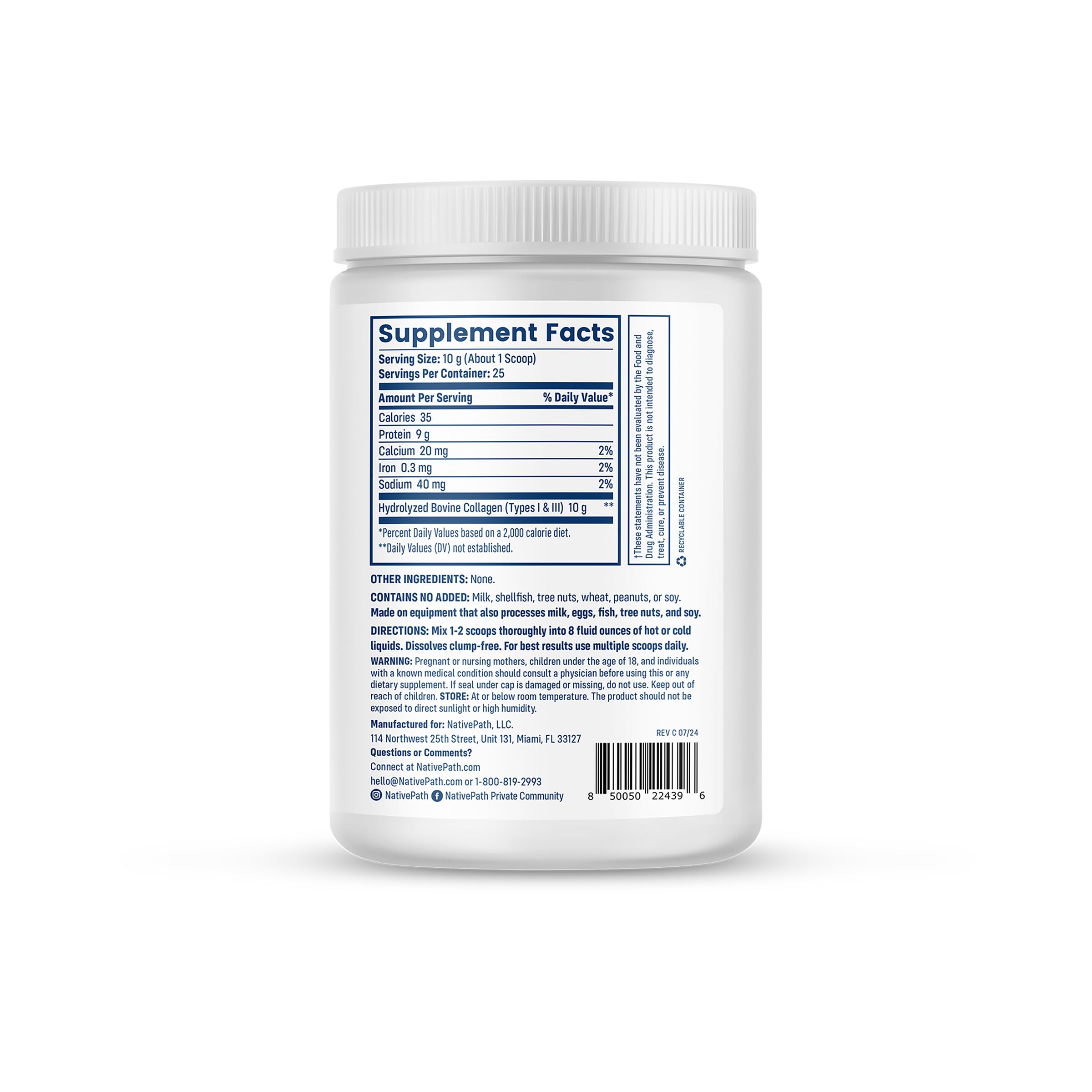 NativePath Collagen Peptides scoop demonstrates convenient measure for consistent daily servings.