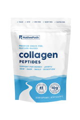 NativePath Collagen Peptides scoop in daily shakes supporting skin, hair, and nails.