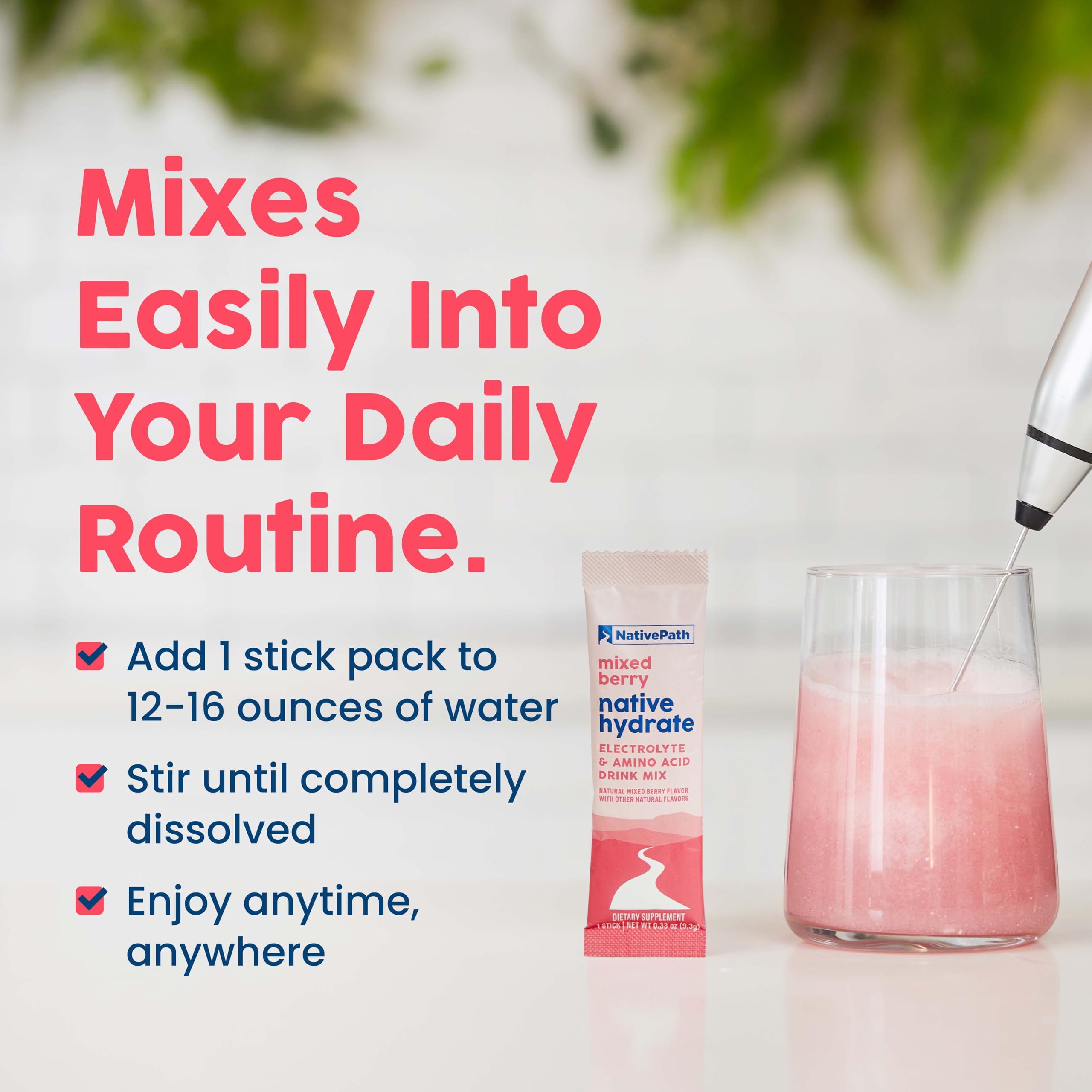 NativePath Hydrate mixed-berry-flavor highlights refreshing taste.
