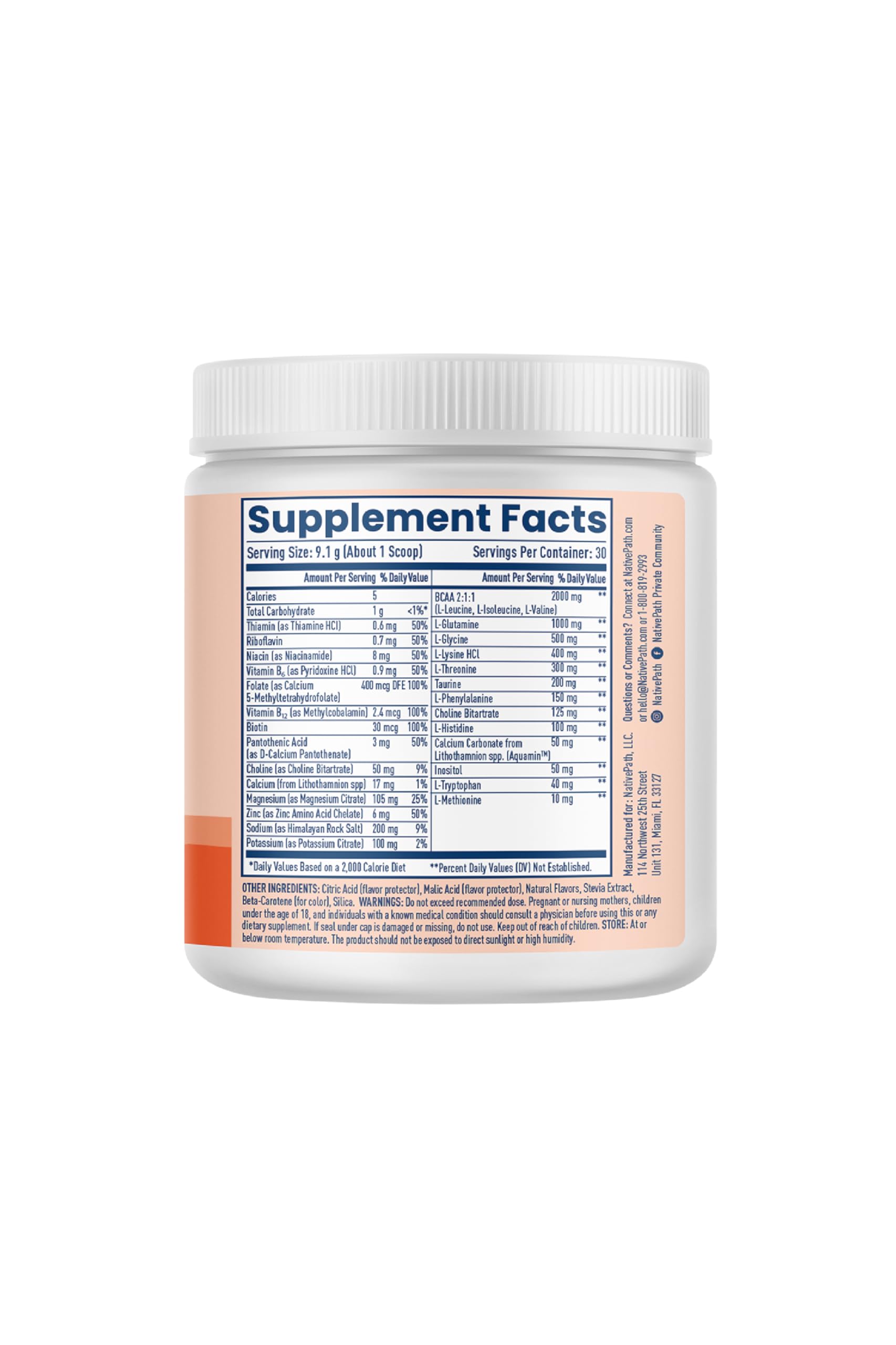 NativePath Hydrate Peach Mango in a glass looks refreshing and tropical.