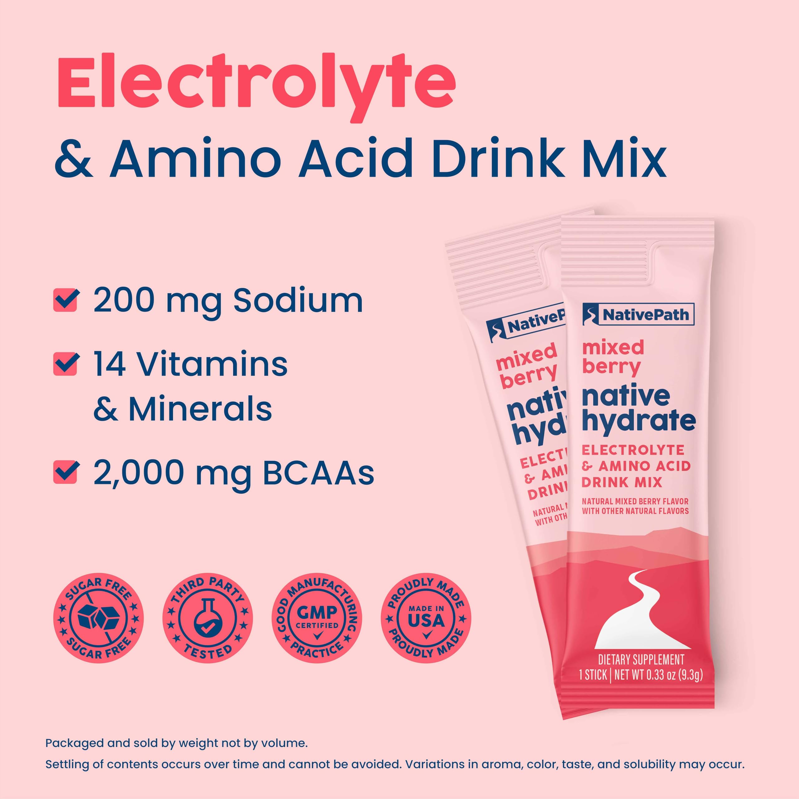 NativePath Hydrate zero-sugar-stevia emphasizes clean, calorie-free sweetness.