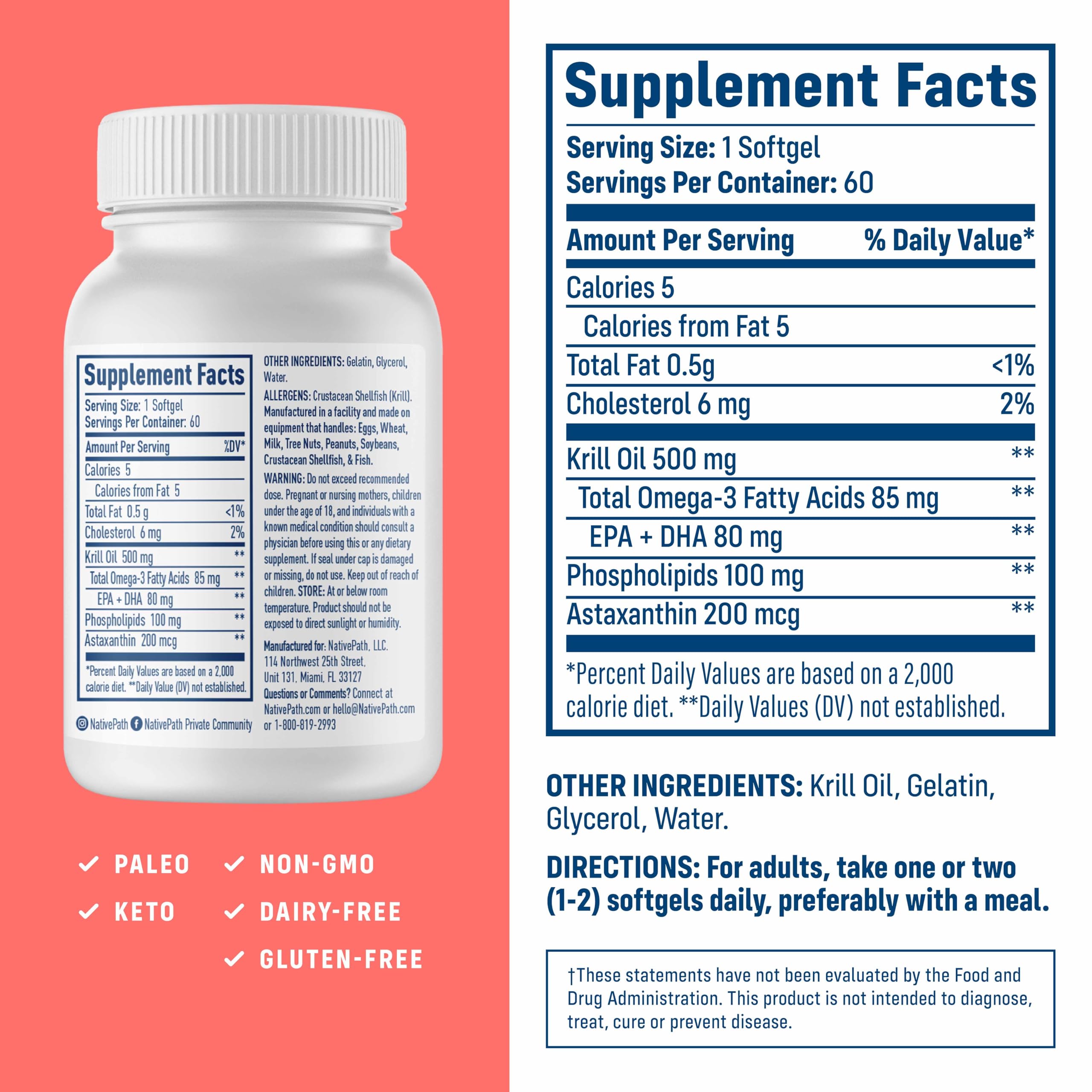 NativePath softgel capsules closeup highlight easy to swallow daily supplement.