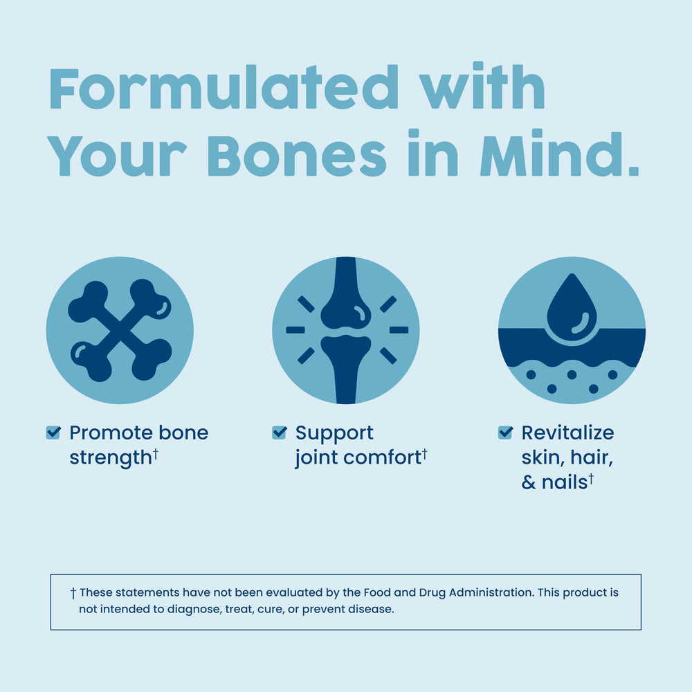 NativePath Bone Health two-ingredient formula label emphasizes purity and easy daily use.