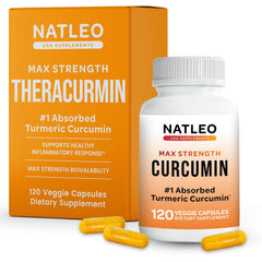 Natleo Theracurmin bottle front shows premium turmeric blend for daily joint support