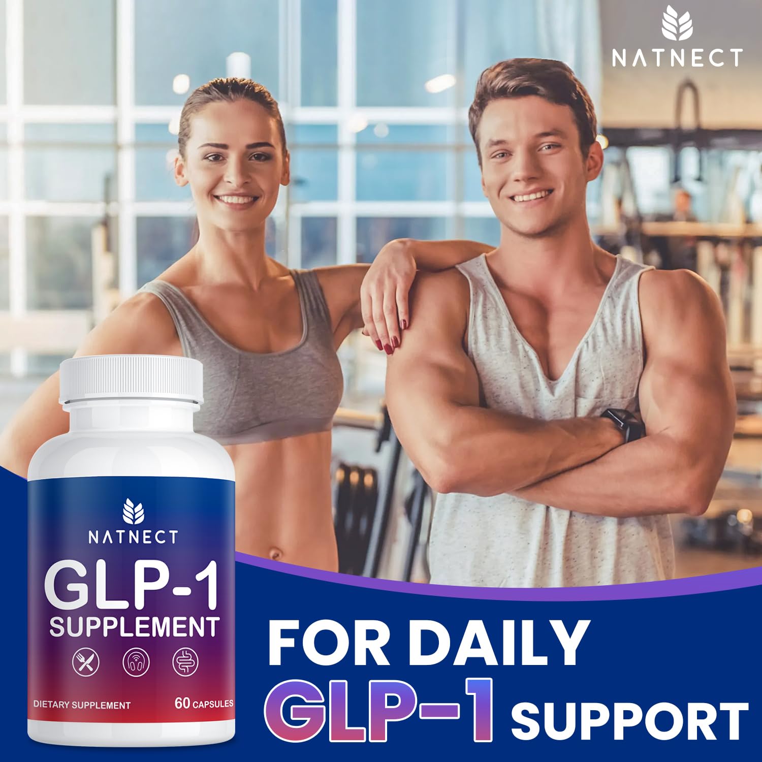 Natnect GLP-1 supplement usage card shows pre-meal timing