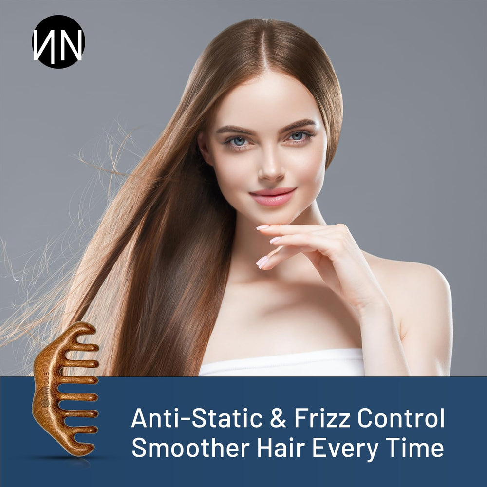 Natnique sandalwood aids detangling thick hair without tugging.
