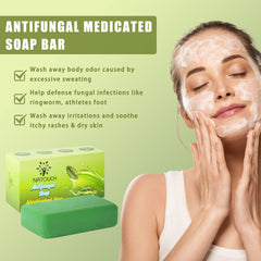 Natouch soap bar with eucalyptus oil emphasizes antiseptic properties.