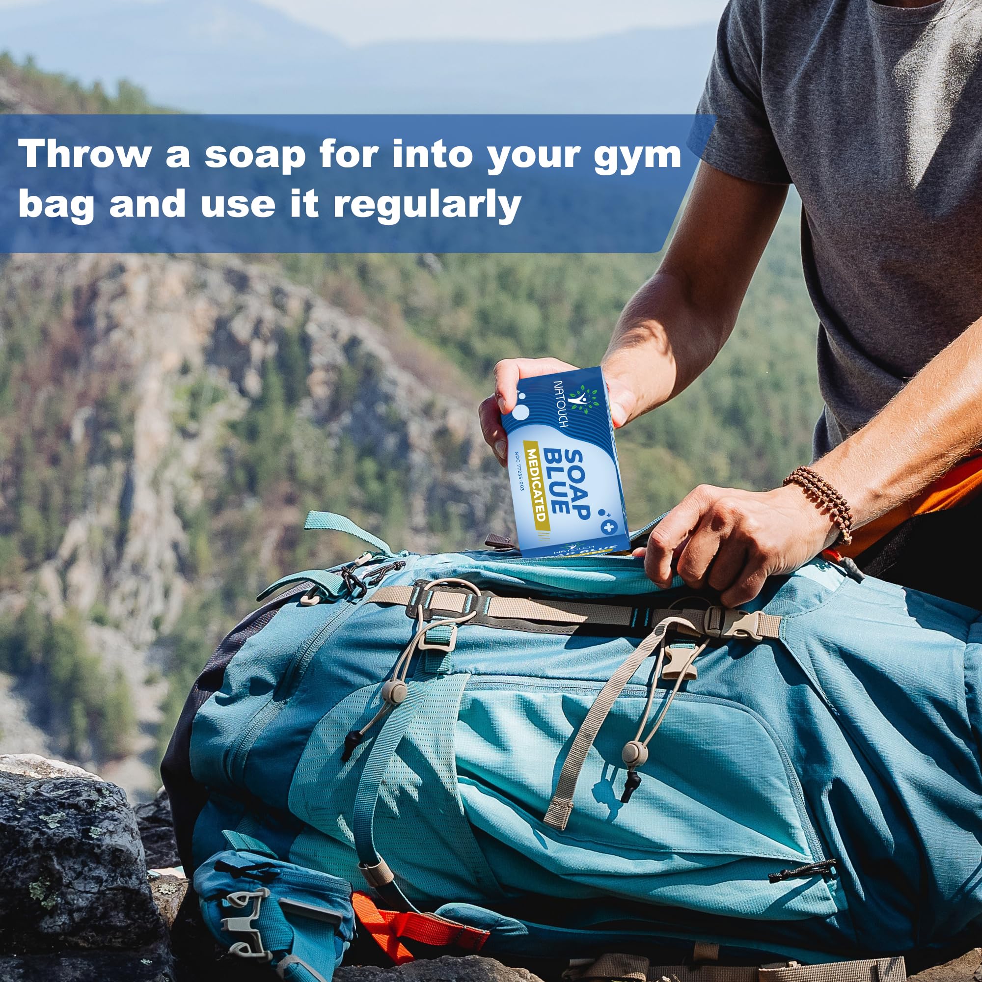 Natouch antifungal soap bar ideal for gym bag or travel use.