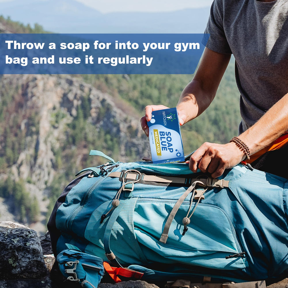 Natouch antifungal soap bar ideal for gym bag or travel use.