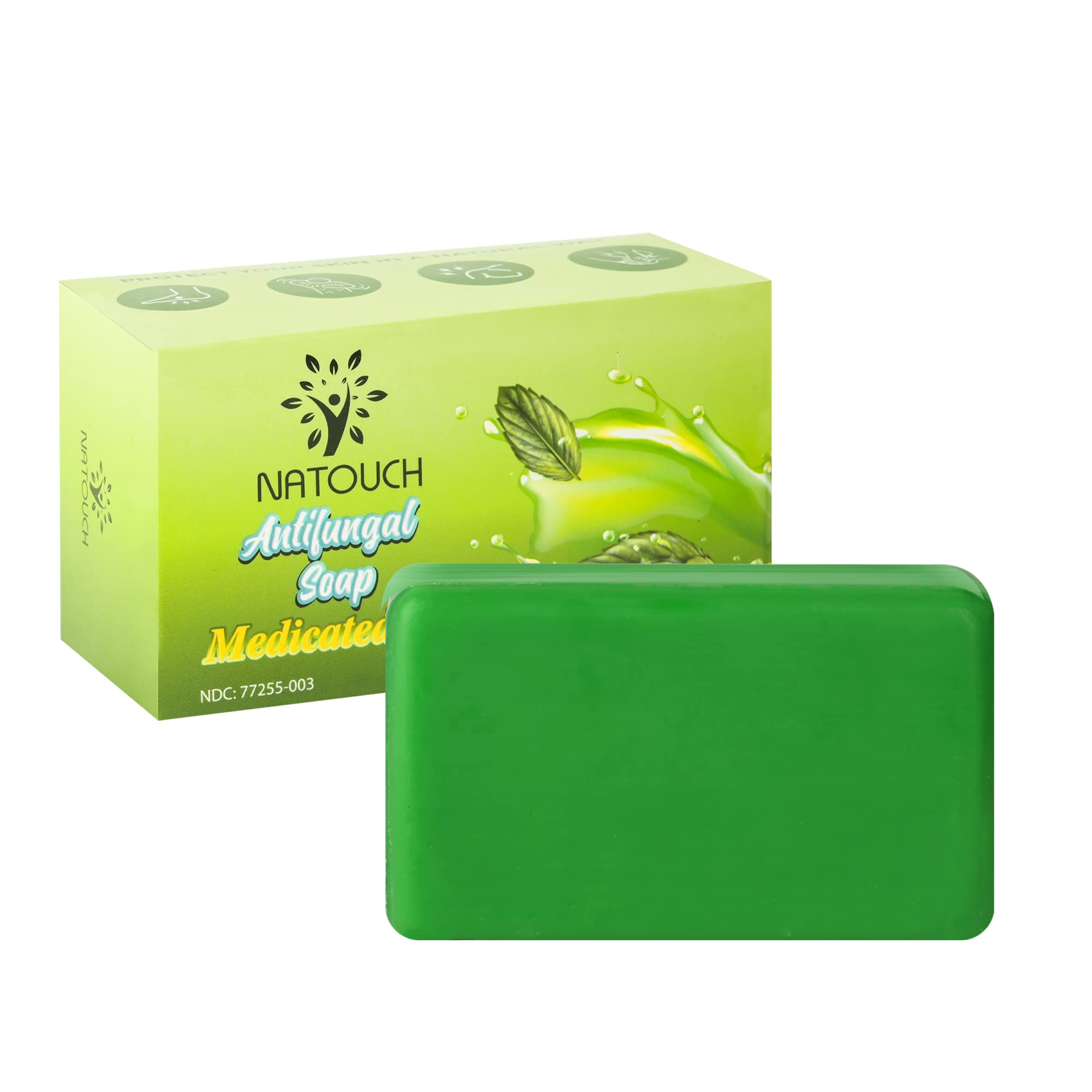 Natouch antifungal medicated soap bar with tea tree oil for daily cleansing.