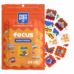 NATPAT Focus Patch on clothes promotes calm, focused attention during tasks.