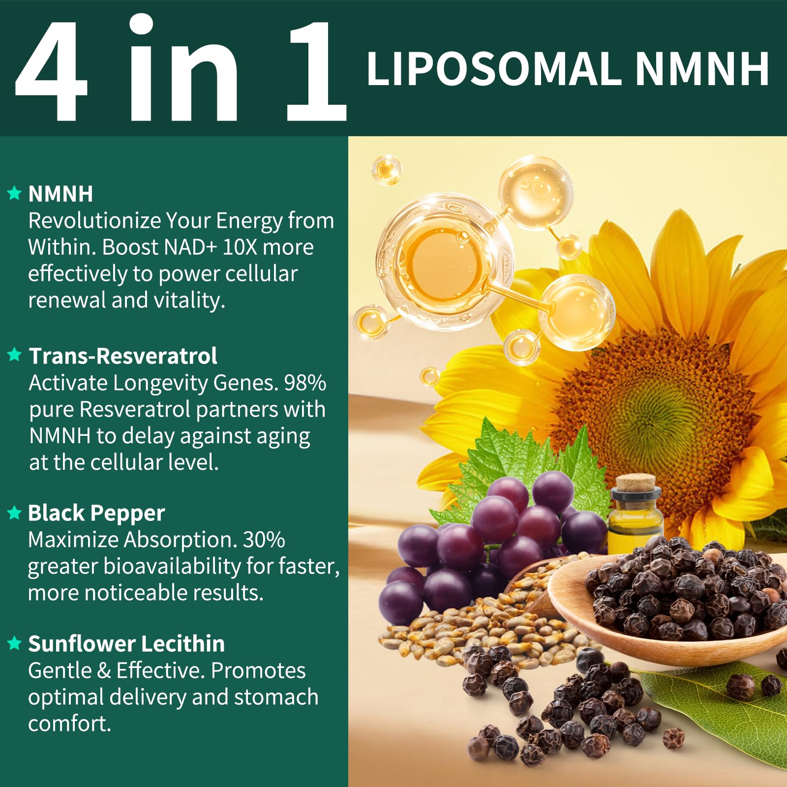 Natprime NMNH bottle pouring capsules for simple daily routine.