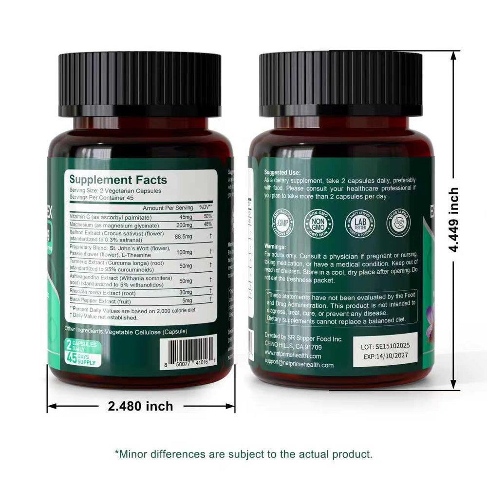Natprime saffron packaging highlights 88.5 mg extract for focused study and well-being