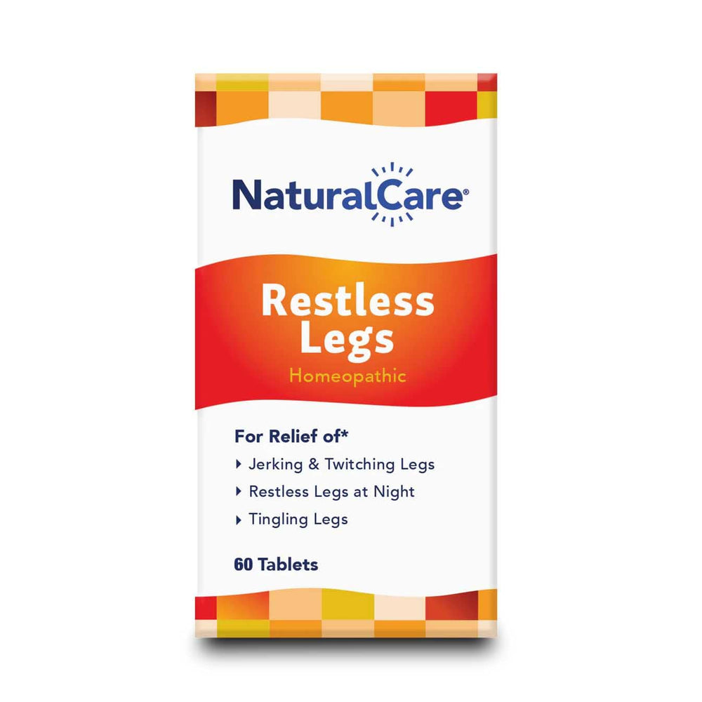 Natra-Bio NaturalCare Restless Legs tablets pack shot for convenient evening use