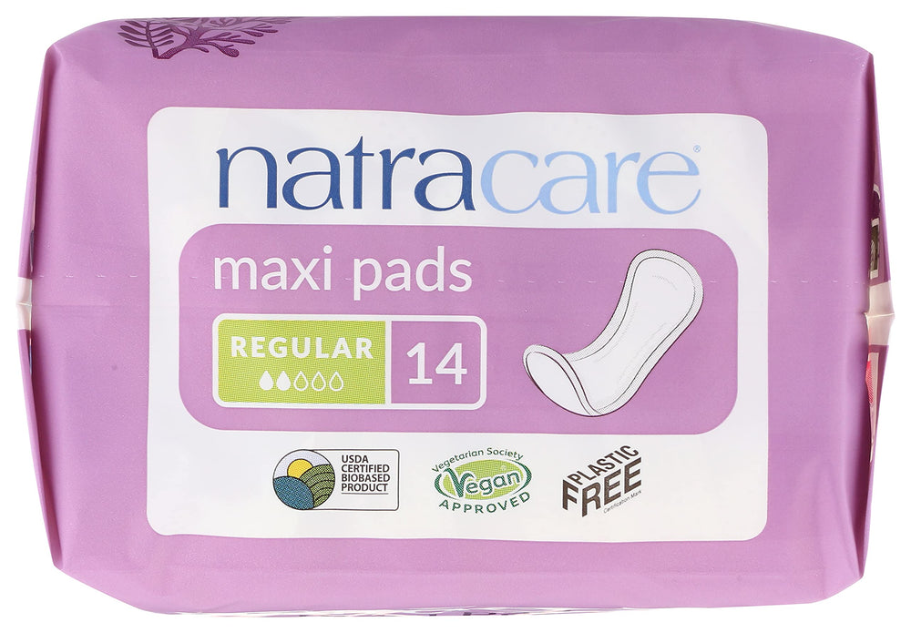 Natracare 14-pad count displayed on package for easy budgeting.