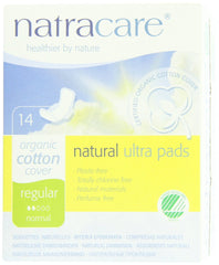 Natracare pad closeup showing natural materials, chlorine-free design for sensitive skin.