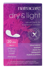 Natracare Dry and Light pad with organic cotton cover for sensitive skin and gentle protection.