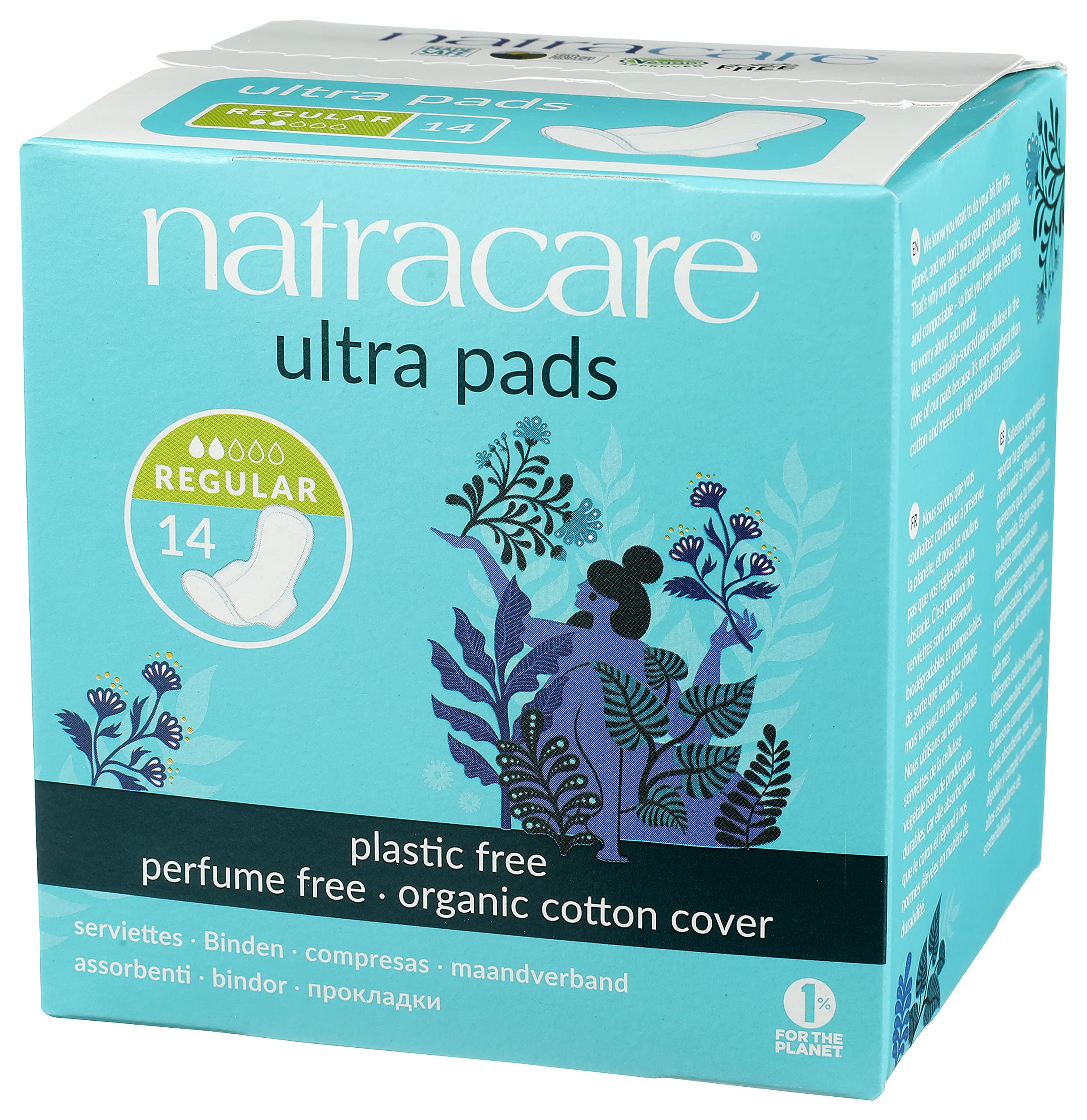 Natracare fragrance-free pad close-up highlighting pure materials.