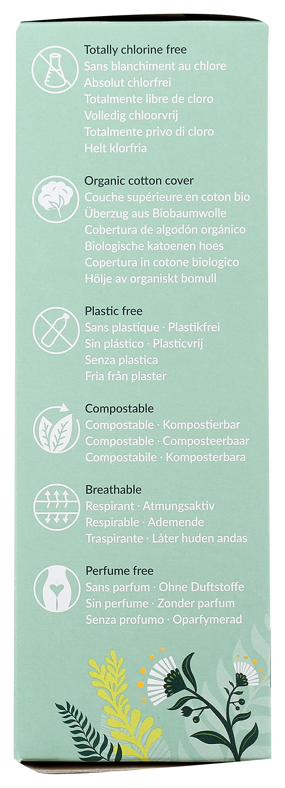 Totally chlorine-free formulation of NATRACARE mini liners suitable for sensitive skin