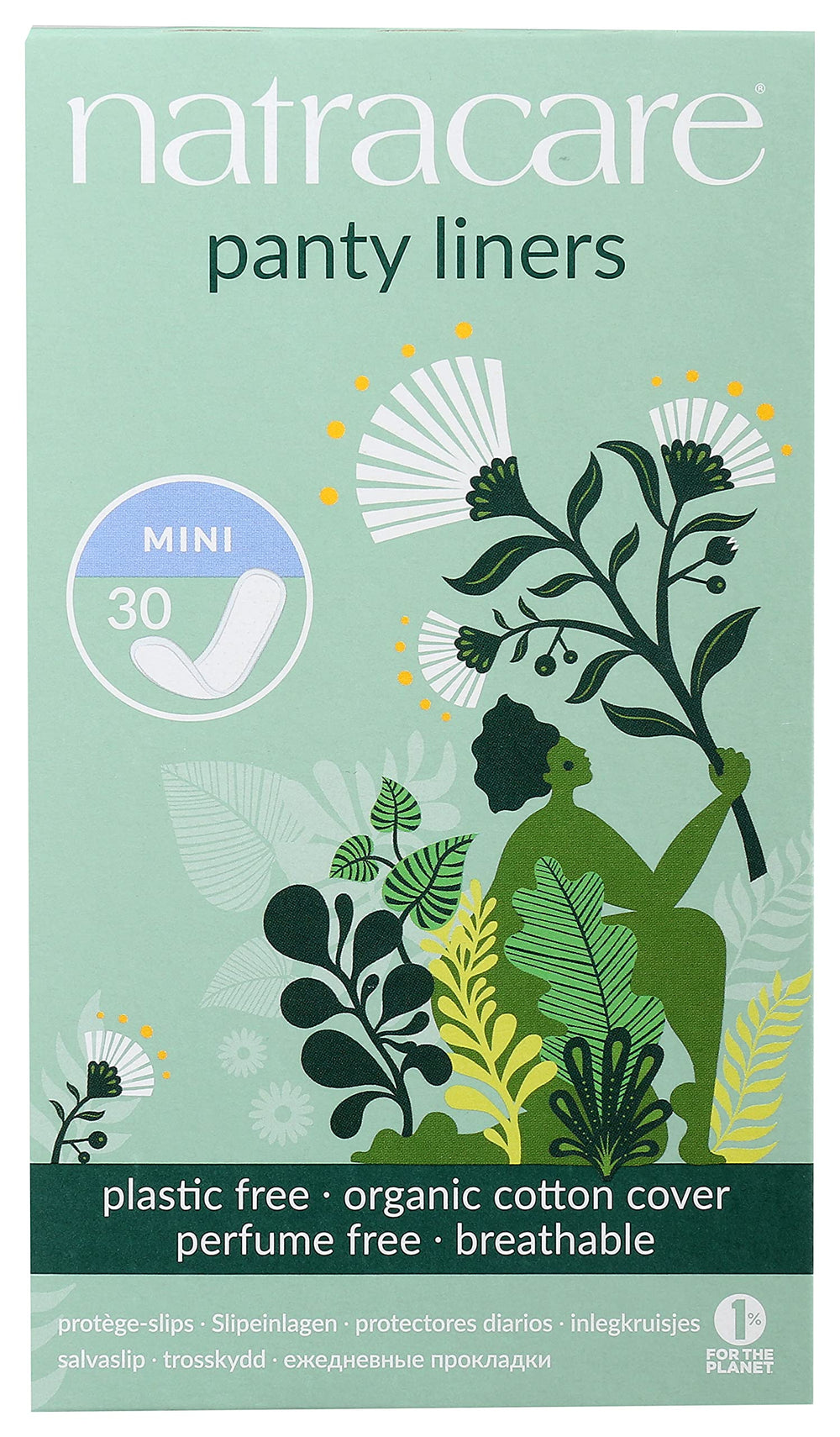 Organic cotton top layer in NATRACARE liners provides breathable skin contact
