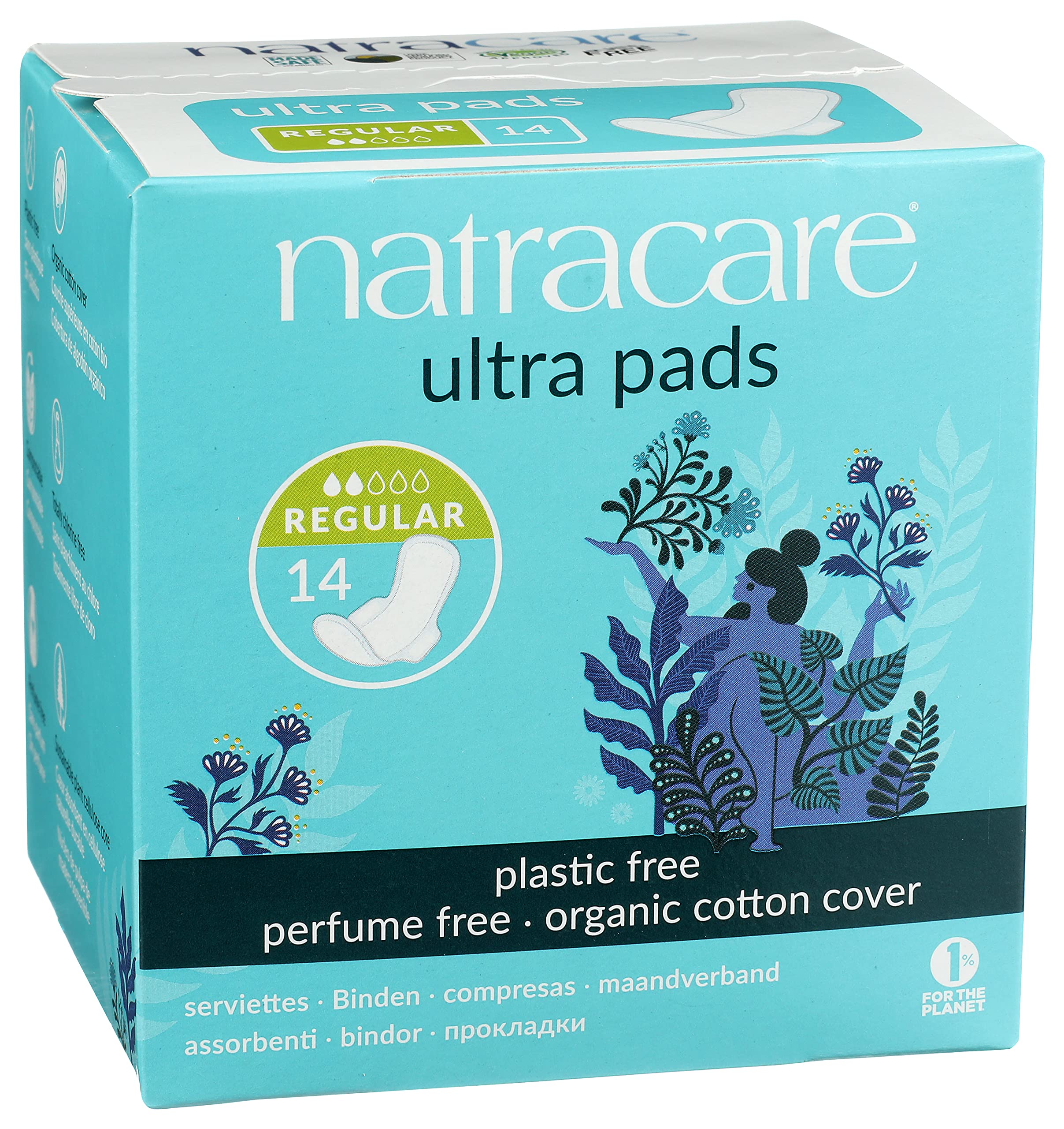 Natracare organic cotton core ultra pad with wings showing natural softness.
