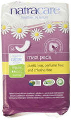 Natracare regular pads pack image showing chlorine-free daily protection