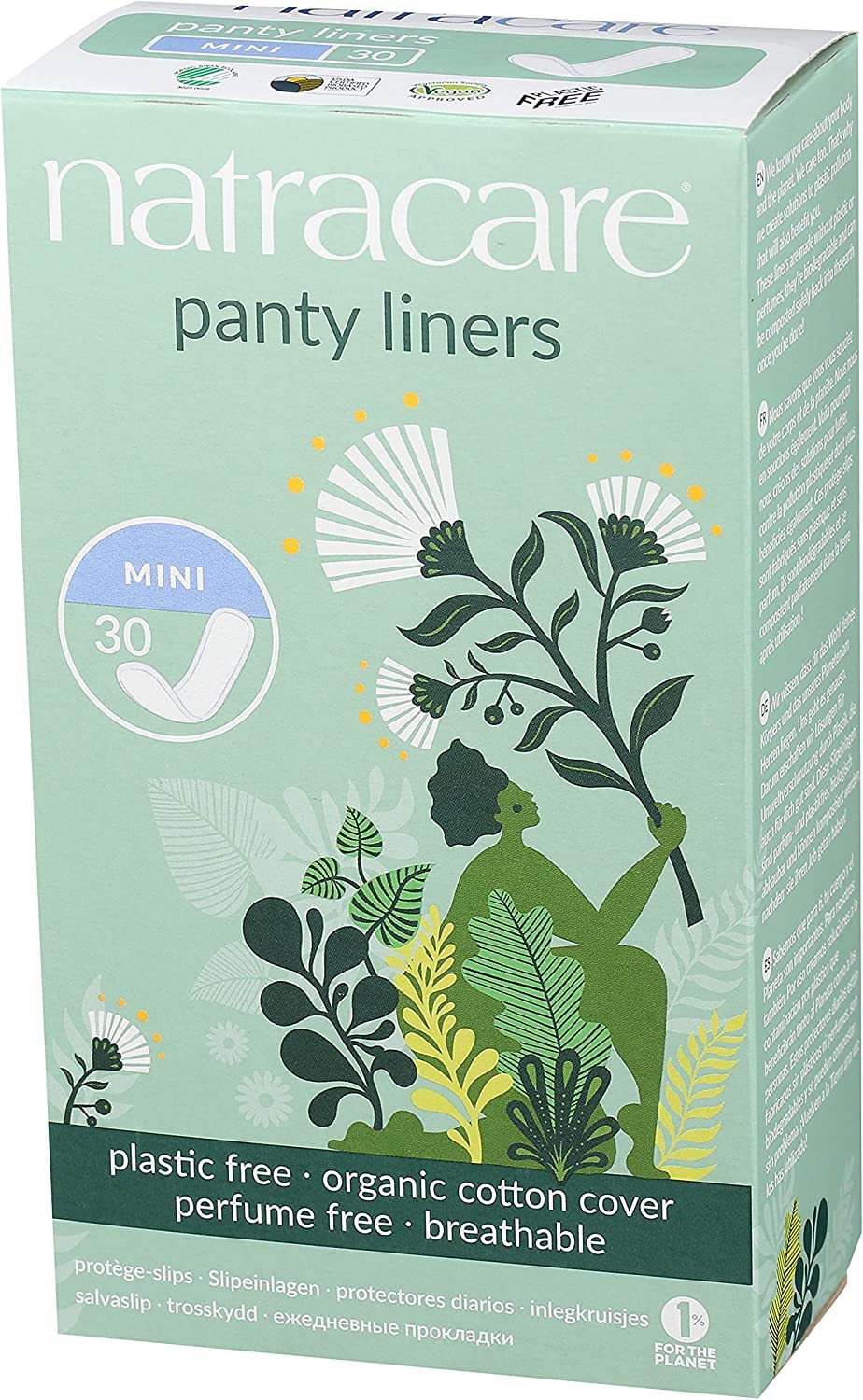 Natracare Panty Liners Mini biodegradable materials highlight plant-based composition
