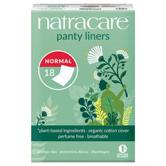 Natracare panty liner normal wrapped 18ct packaging for hygiene and convenience