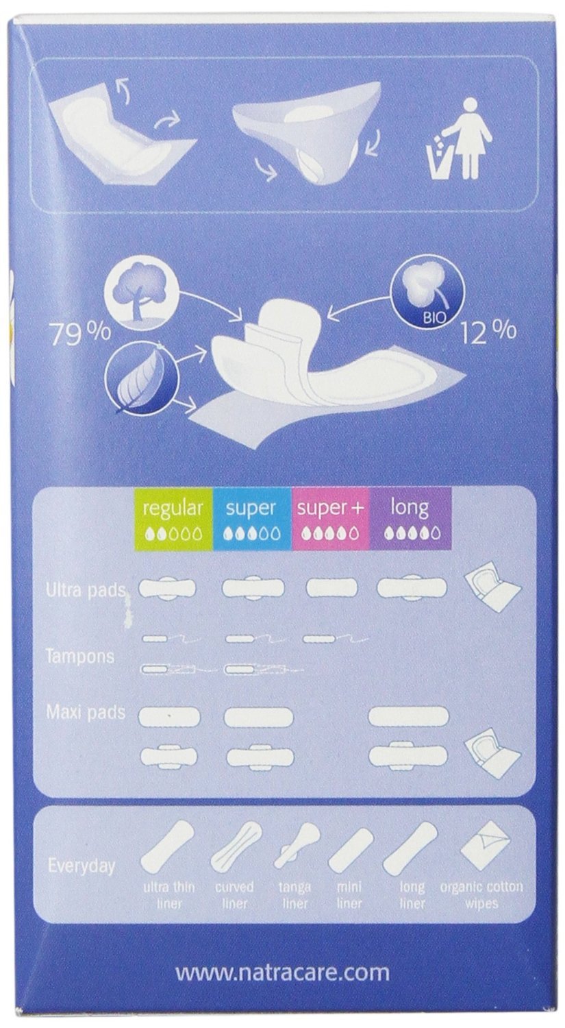Natracare panty liners made with organic cotton and plant starch for sustainability.