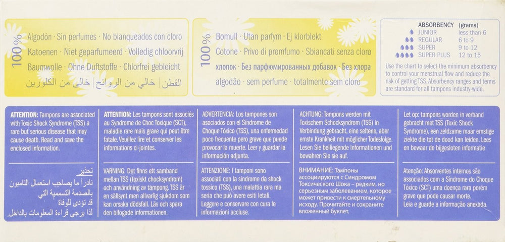 Natracare Tampons Super pack of three product label for eco-conscious shoppers.