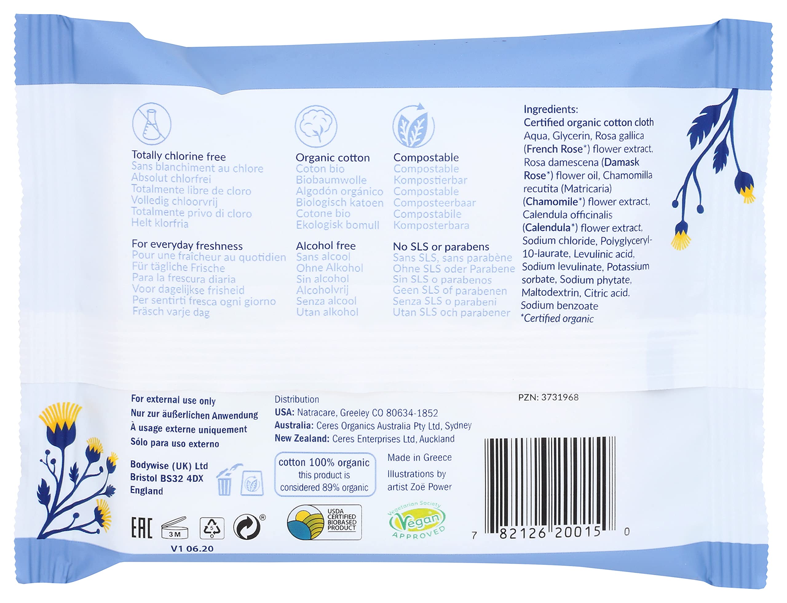 Natracare PH-balanced and alcohol-free formula for comfort.