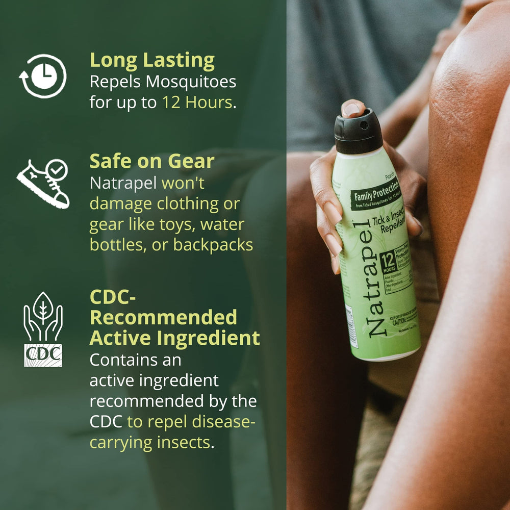 Natrapel 20% picaridin label highlights strong, long-lasting repellent for mosquitoes and ticks.