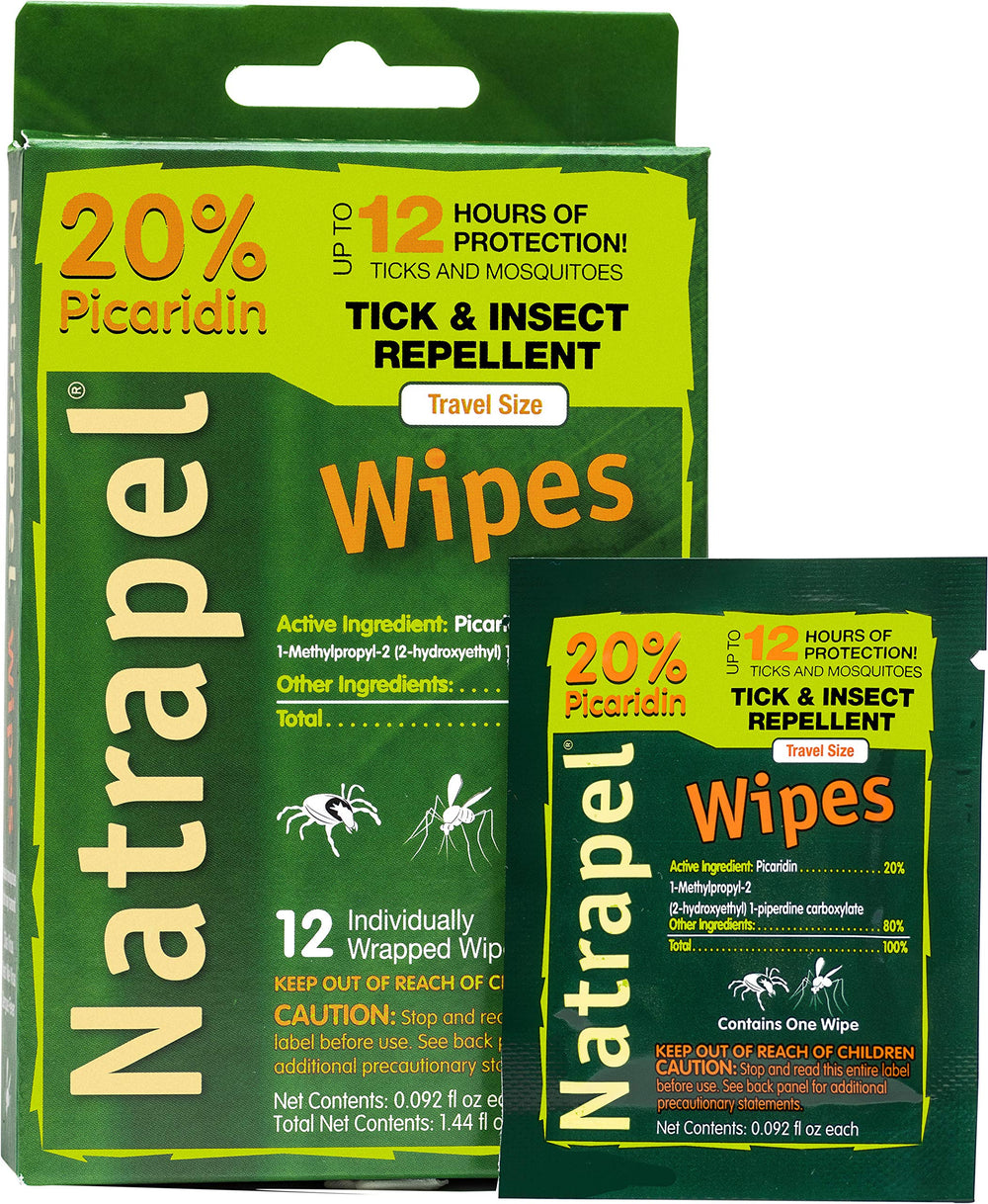 Natrapel Picaridin wipes individually wrapped for easy on-the-go use