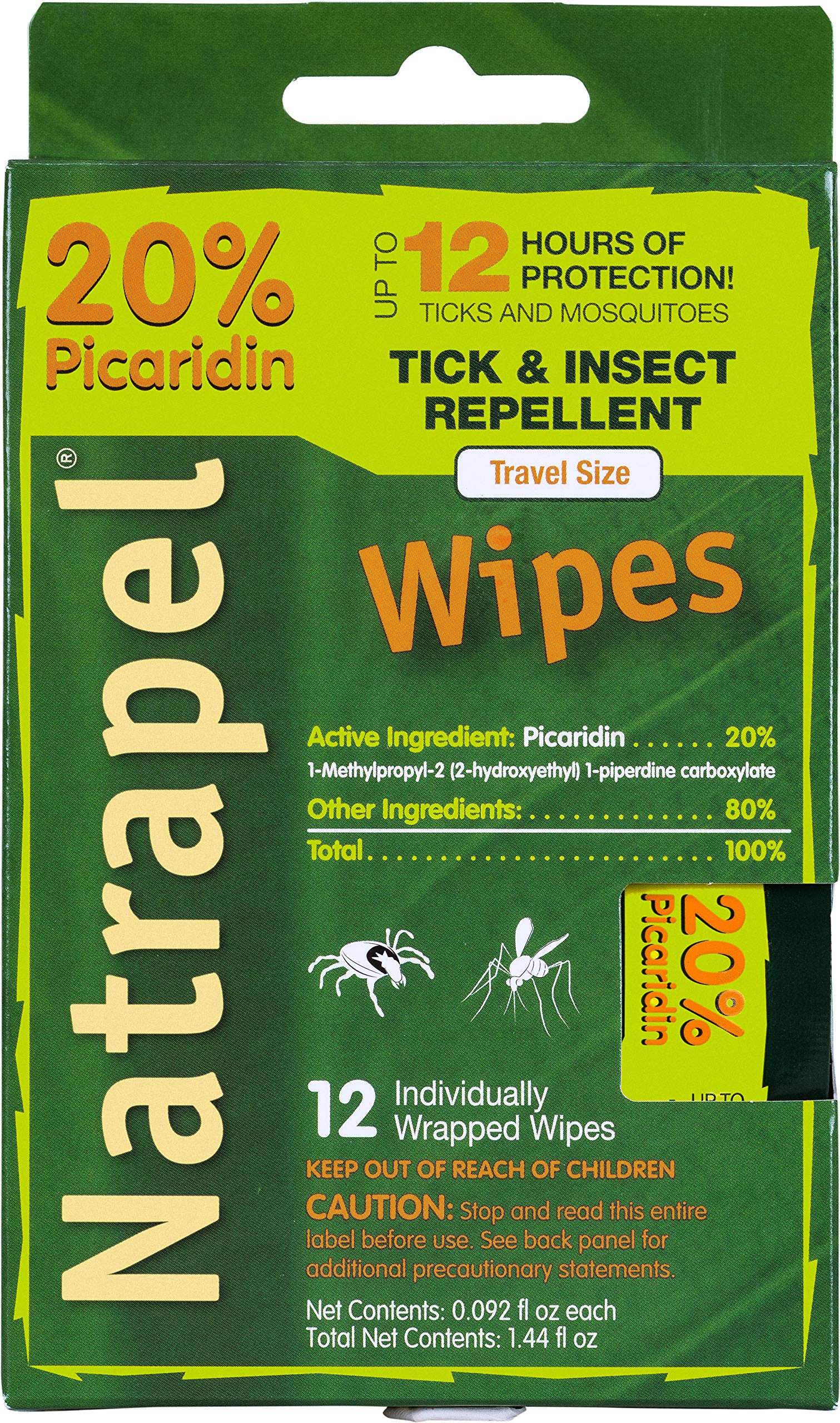 Natrapel Picaridin wipes packaging close-up showing portable outdoor protection