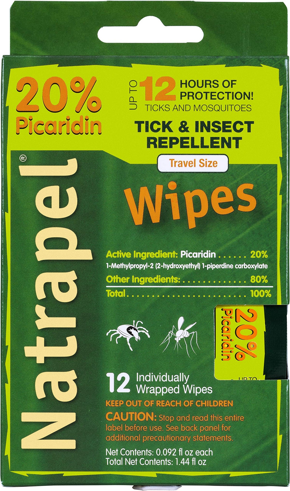 Natrapel Picaridin wipes packaging close-up showing portable outdoor protection