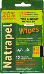 Natrapel Picaridin wipes packaging close-up showing portable outdoor protection