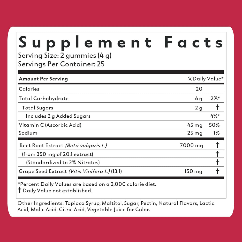 Natrava Beets+ Gummies packaging box showing vegan non-GMO and gluten-free promise.
