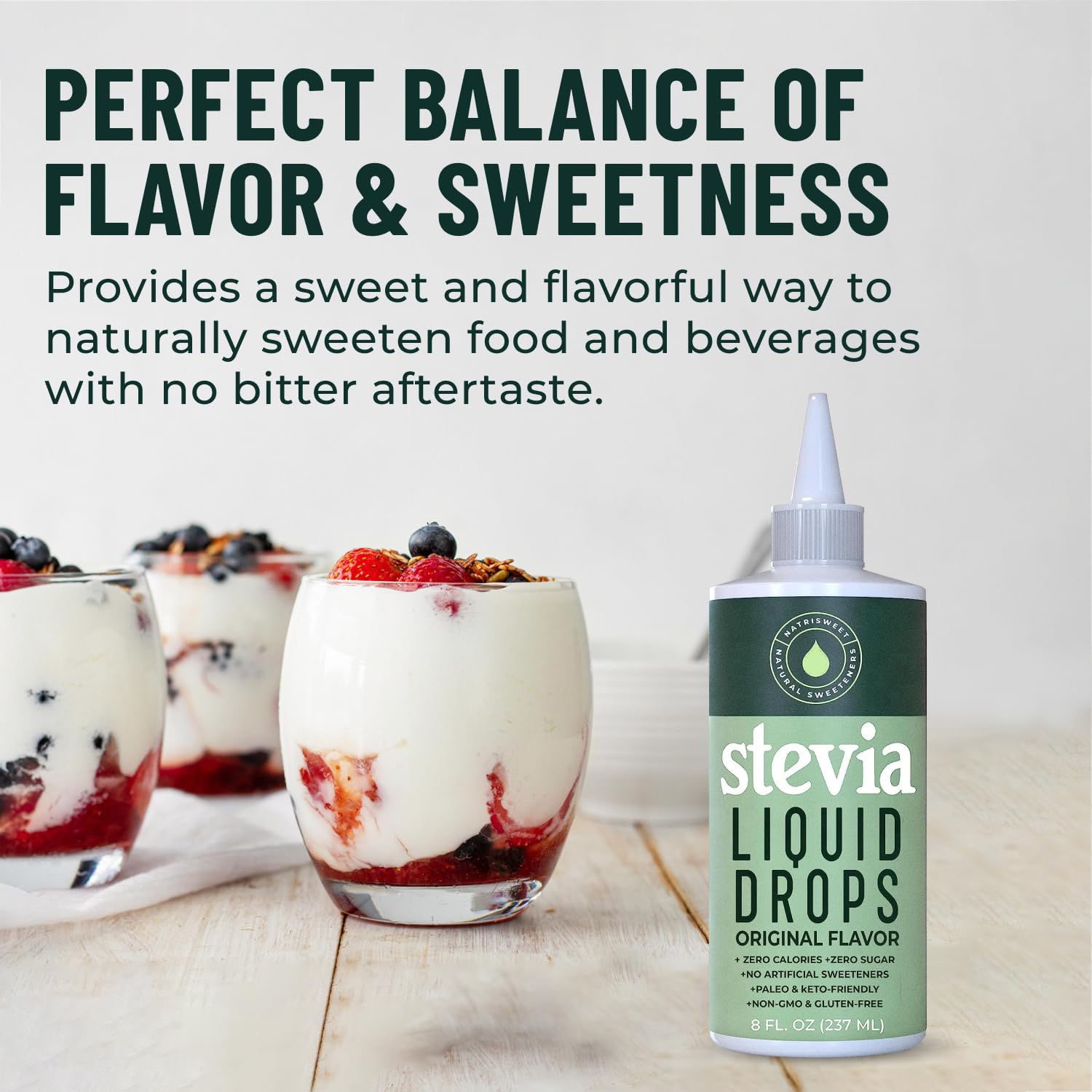 NatriSweet Stevia Drops added to coffee or tea for sugar-free flavor.