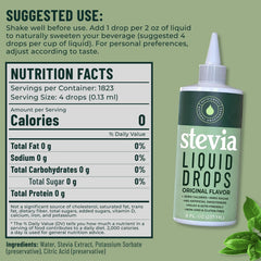 Close-up of NatriSweet dropper releasing liquid stevia into a cup.