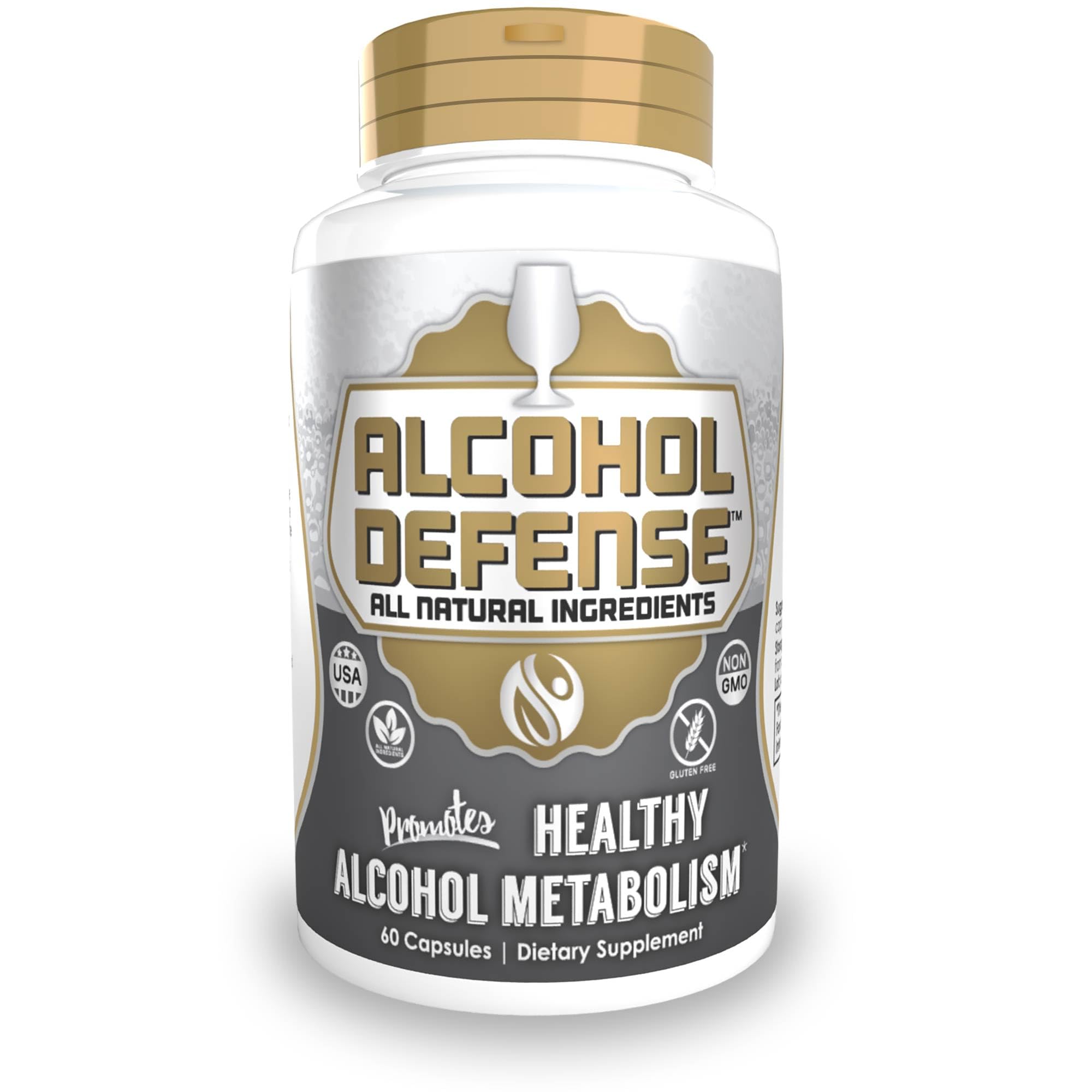 Natrium Health Alcohol Defense capsules bottle for post-drinking support.