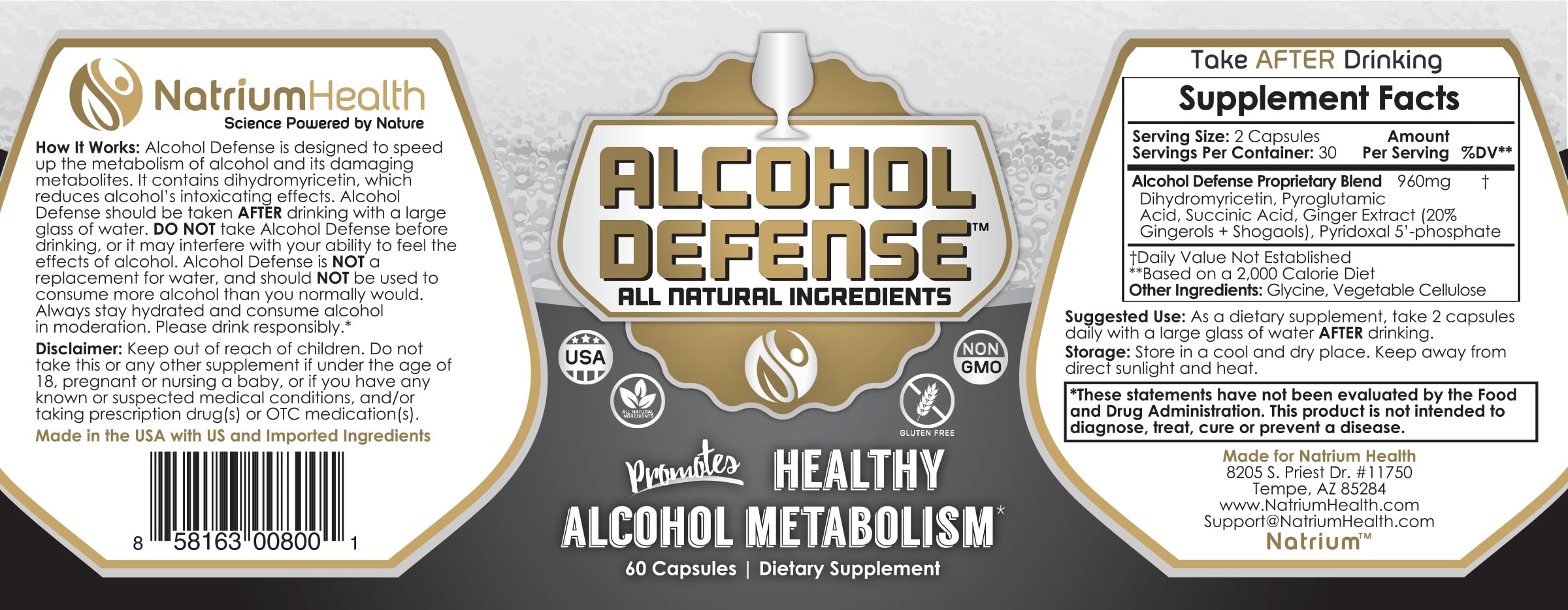Natrium Health gluten-free, non-GMO badge on packaging reinforces clean ingredients.