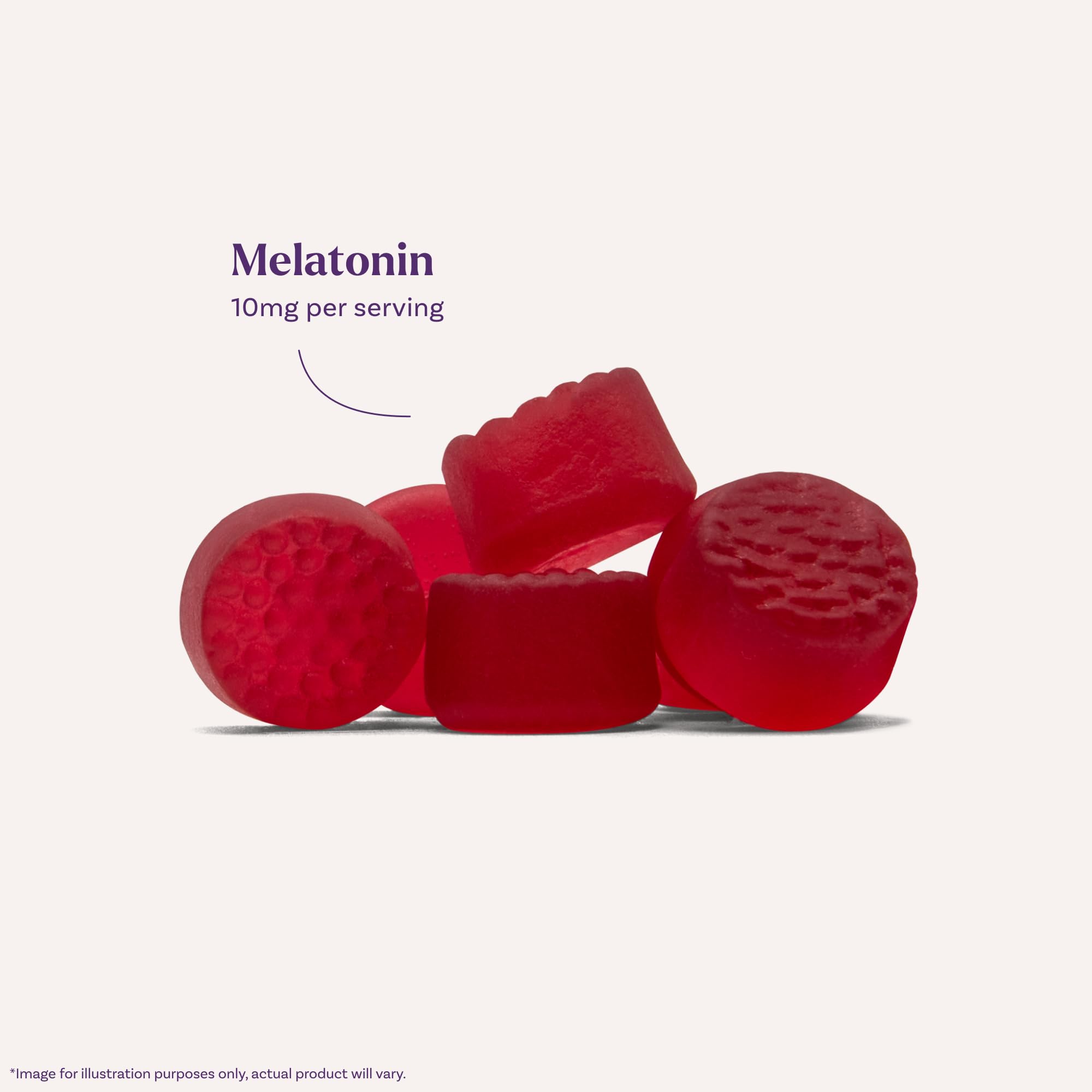 Two gummies serving emphasizes accurate nightly dosage.