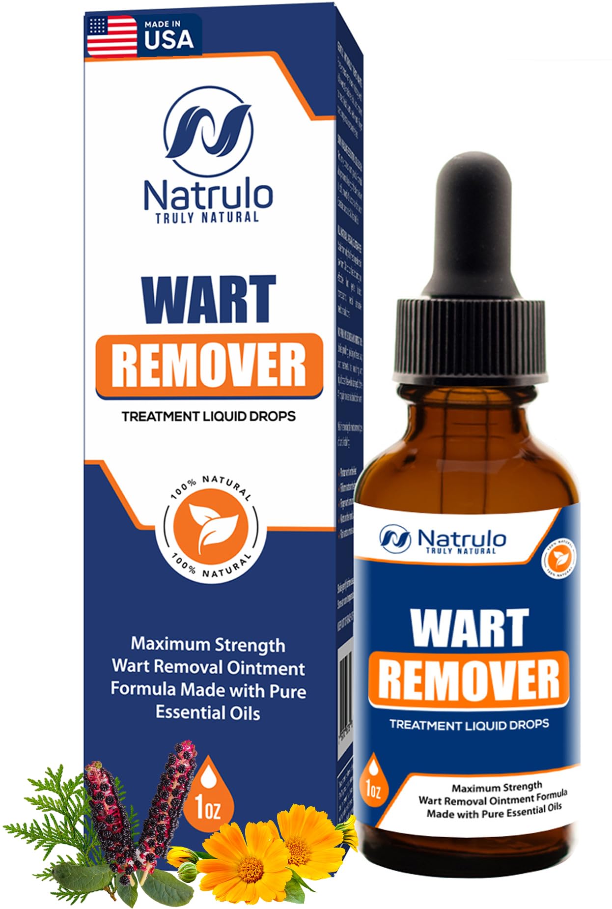 Natrulo Wart Remover bottle pour enables precise, mess-free application.