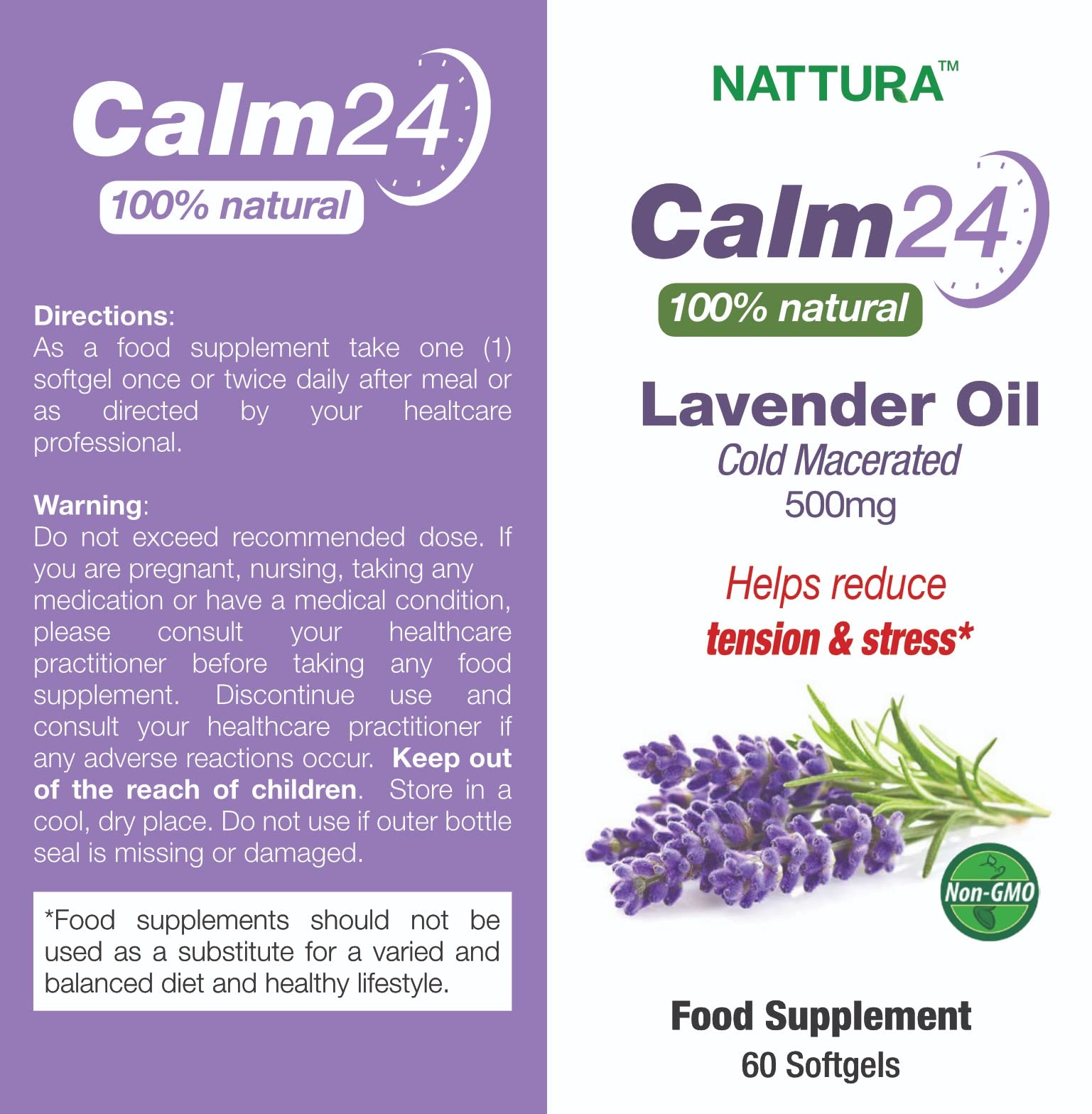 Nattura Calm Aid lavender softgel capsules closeup for easy swallowing
