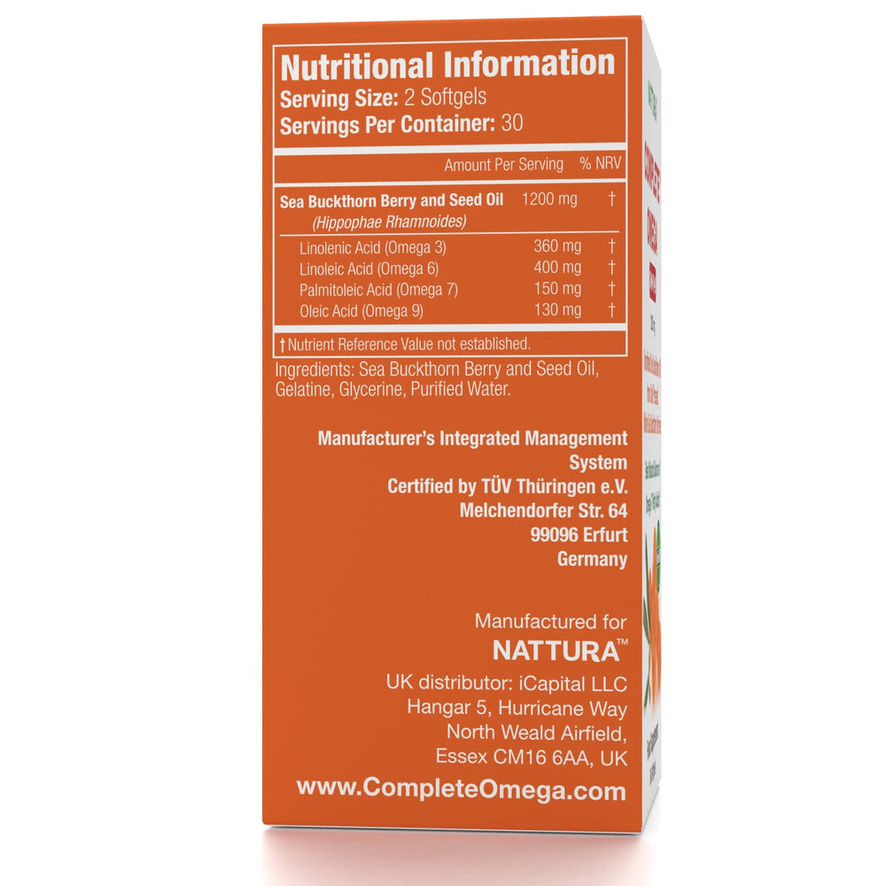 Nattura Complete Omega capsules in hand for daily use